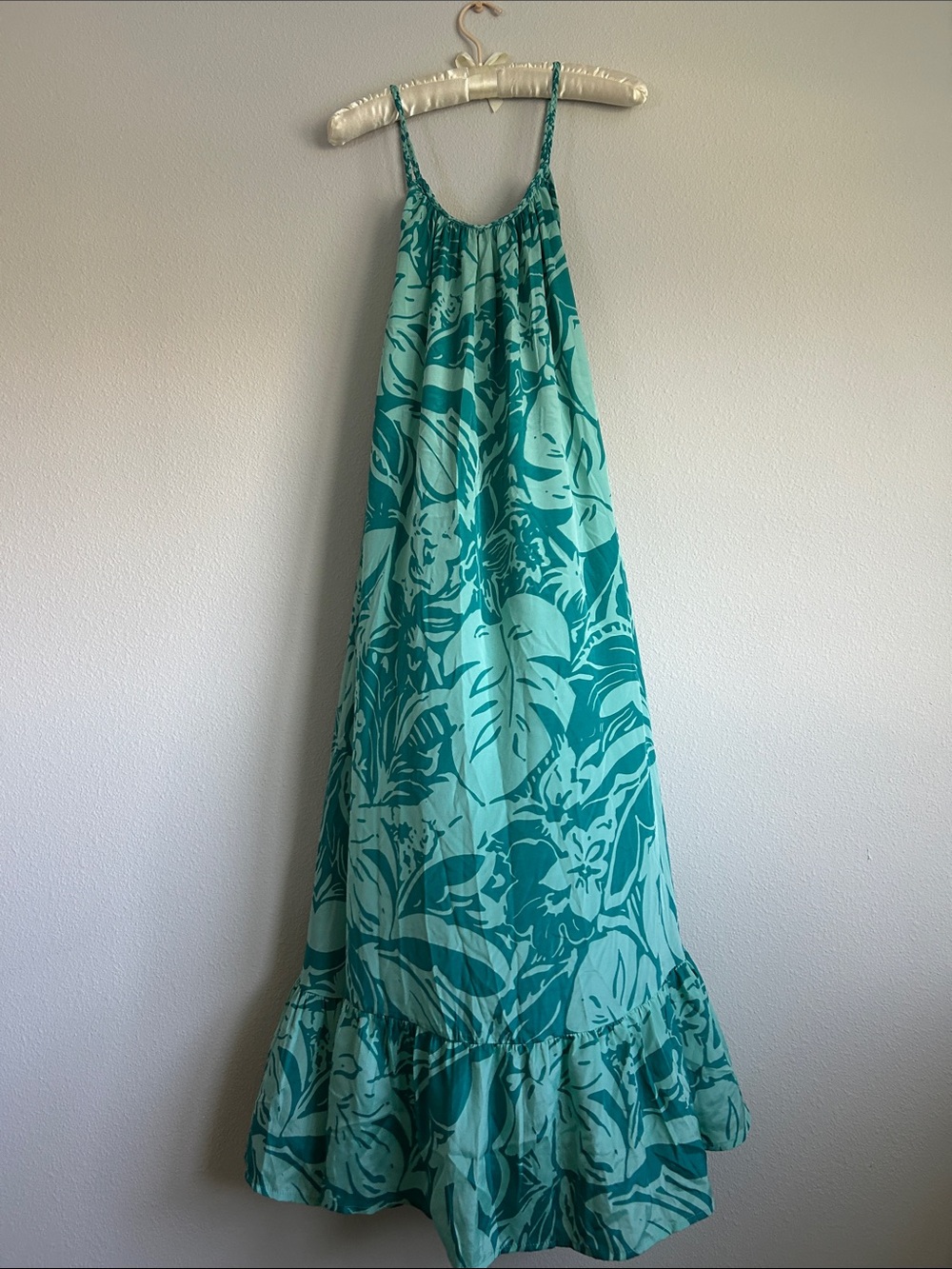 True Destinations Teal Tropical Maxi Dress - Picture 4 of 13